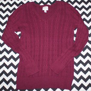 St. John's Bay Womens V Neck Cable Knit Pullover Sweater---Size Large